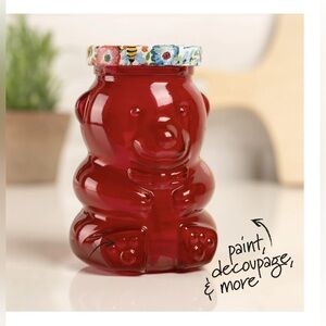 Clear Glass Bear Jar with Black Lid